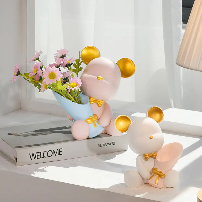 Cute Bear Flower Base
