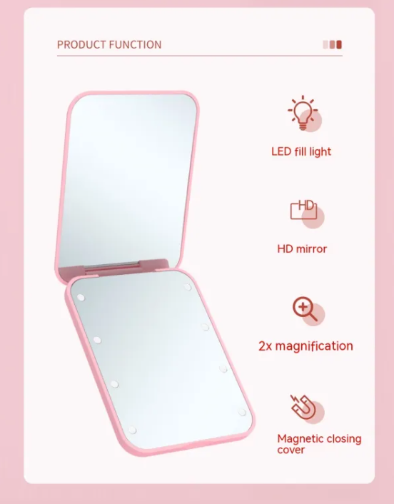 Glowing Foldable LED Makeup Mirror